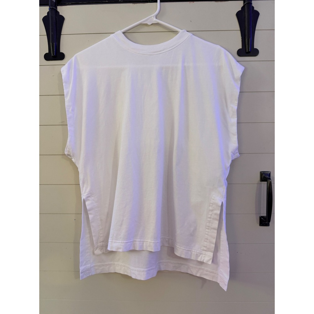Athleta Womens White Oversized Boxy Cotton Muscle Tee T Shirt XXS Relaxed